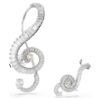 Brincos de clipe Ariana Grande X Swarovski, design assimétrico, pérola de cristal, corte baguete, branco, banhados a ródio Brincos de clipe Ariana Grande X Swarovski, design assimétrico, pérola de cristal, corte baguete, branco, banhados a ródio