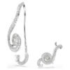 Brincos de clipe Ariana Grande X Swarovski, design assimétrico, pérola de cristal, corte baguete, branco, banhados a ródio Brincos de clipe Ariana Grande X Swarovski, design assimétrico, pérola de cristal, corte baguete, branco, banhados a ródio