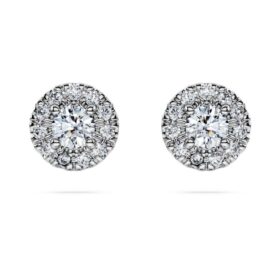 Brincos de Eternidade com Halo, Diamantes Cultivados em Laboratório 0,45 Ct Tw, Forma Redonda, Prata Esterlina