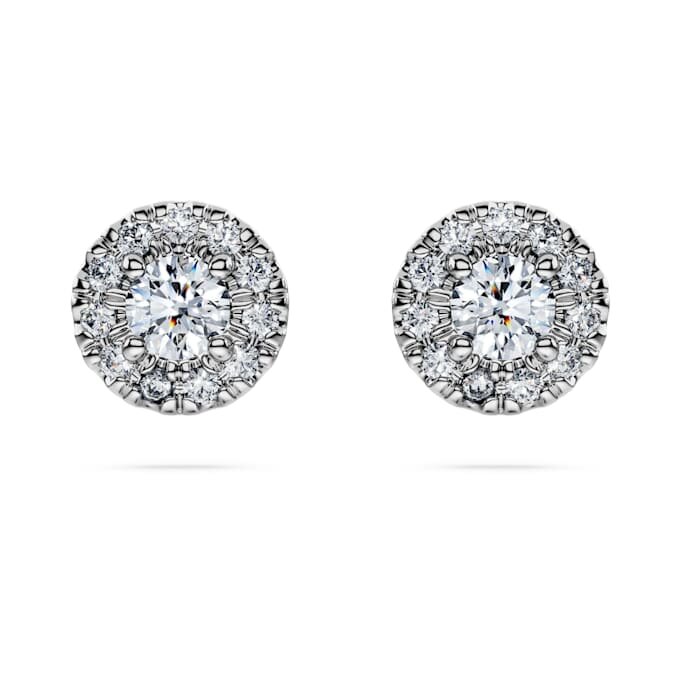 Brincos de Eternidade com Halo, Diamantes Cultivados em Laboratório 0,45 Ct Tw, Forma Redonda, Prata Esterlina Brincos de Eternidade com Halo, Diamantes Cultivados em Laboratório 0,45 Ct Tw, Forma Redonda, Prata Esterlina