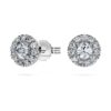 Brincos de Eternidade com Halo, Diamantes Cultivados em Laboratório 0,45 Ct Tw, Forma Redonda, Prata Esterlina Brincos de Eternidade com Halo, Diamantes Cultivados em Laboratório 0,45 Ct Tw, Forma Redonda, Prata Esterlina