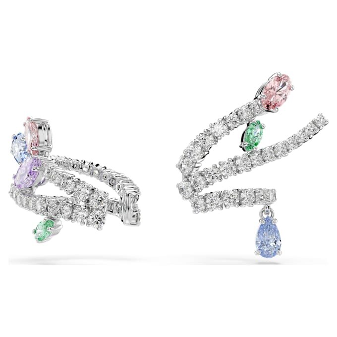 Brincos de orelha Ariana Grande X Swarovski com cortes mistos, multicoloridos, banhados a ródio Brincos de orelha Ariana Grande X Swarovski com cortes mistos, multicoloridos, banhados a ródio