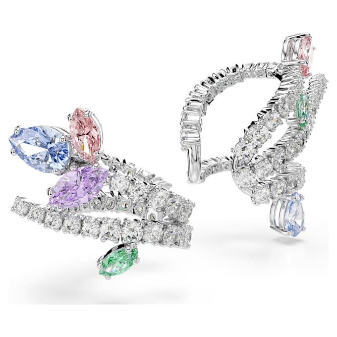 Brincos de orelha Ariana Grande X Swarovski com cortes mistos, multicoloridos, banhados a ródio Brincos de orelha Ariana Grande X Swarovski com cortes mistos, multicoloridos, banhados a ródio