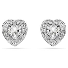Brincos de pino Ariana Grande X Swarovski com cortes mistos, coração, brancos, banhados a ródio