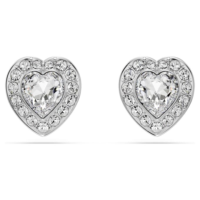 Brincos de pino Ariana Grande X Swarovski com cortes mistos, coração, brancos, banhados a ródio Brincos de pino Ariana Grande X Swarovski com cortes mistos, coração, brancos, banhados a ródio