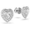 Brincos de pino Ariana Grande X Swarovski com cortes mistos, coração, brancos, banhados a ródio Brincos de pino Ariana Grande X Swarovski com cortes mistos, coração, brancos, banhados a ródio