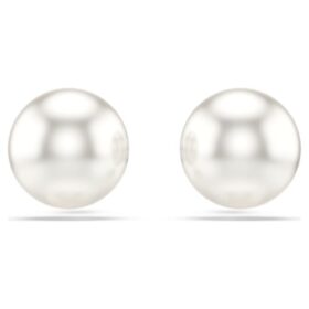 Brincos de pino Matrix com pérolas de cristal, brancos, banhados a ródio