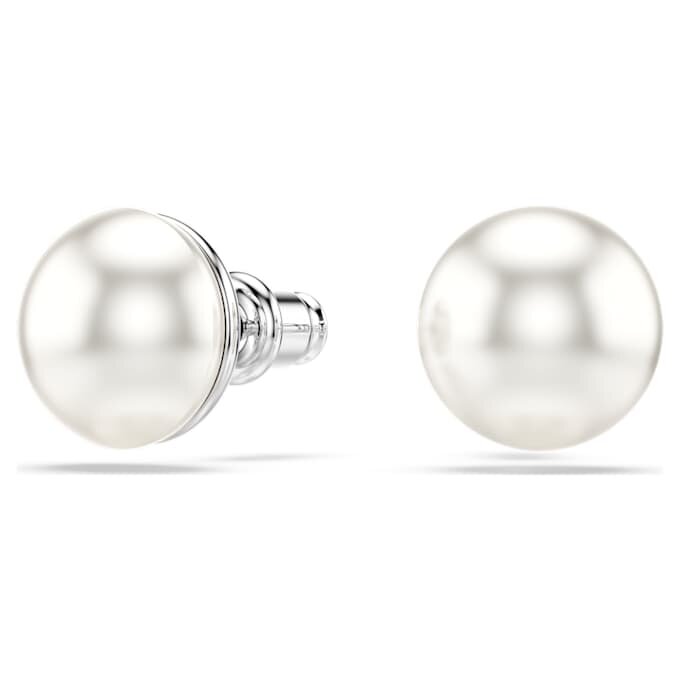 Brincos de pino Matrix com pérolas de cristal, brancos, banhados a ródio Brincos de pino Matrix com pérolas de cristal, brancos, banhados a ródio