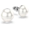 Brincos de pino Matrix com pérolas de cristal, brancos, banhados a ródio Brincos de pino Matrix com pérolas de cristal, brancos, banhados a ródio