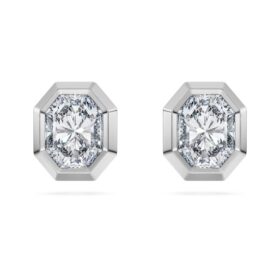 Brincos de pino octogonais com diamantes cultivados em laboratório, 1,0 ct no total, forma octogonal, ouro branco de 14K