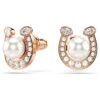 Brincos de pino Symbolica com pérola de cristal, pavé, ferradura, branco, banhados a ouro rosa Brincos de pino Symbolica com pérola de cristal, pavé, ferradura, branco, banhados a ouro rosa