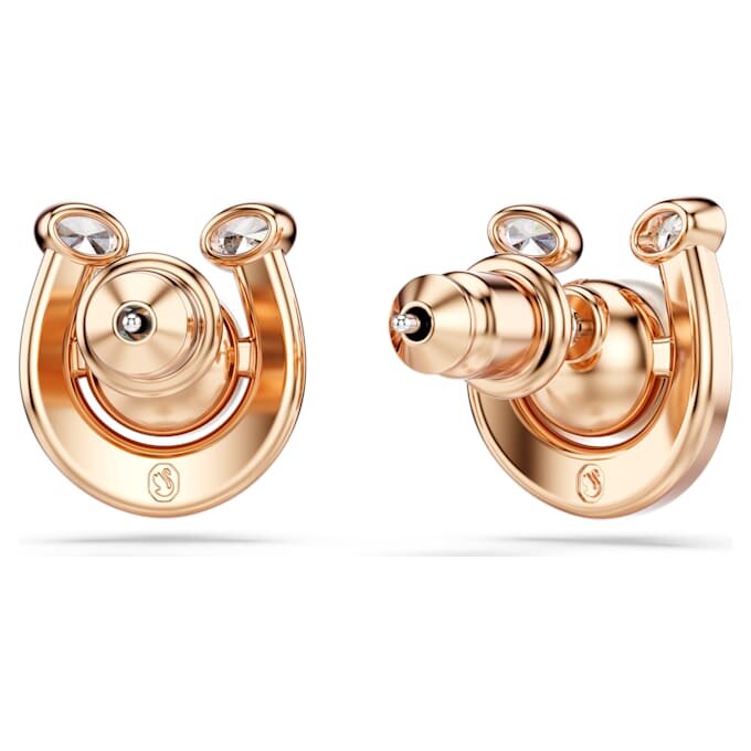 Brincos de pino Symbolica com pérola de cristal, pavé, ferradura, branco, banhados a ouro rosa Brincos de pino Symbolica com pérola de cristal, pavé, ferradura, branco, banhados a ouro rosa
