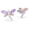 Brincos de pressão Ariana Grande X Swarovski com cortes mistos, libélula, multicoloridos, banhados a ródio