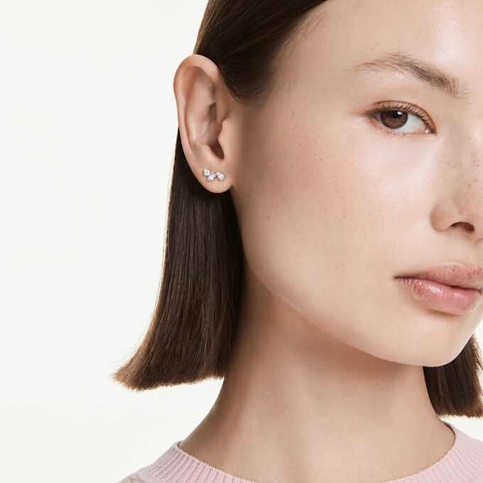 Brincos de pressão Galaxy com diamantes cultivados em laboratório, 0,5 ct no total, formas variadas, prata esterlina Brincos de pressão Galaxy com diamantes cultivados em laboratório, 0,5 ct no total, formas variadas, prata esterlina