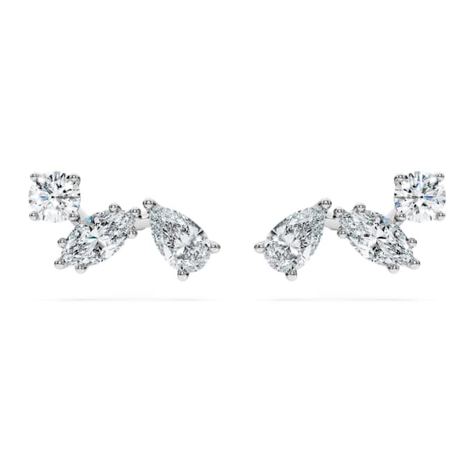 Brincos de pressão Galaxy com diamantes cultivados em laboratório, 0,5 ct no total, formas variadas, prata esterlina Brincos de pressão Galaxy com diamantes cultivados em laboratório, 0,5 ct no total, formas variadas, prata esterlina