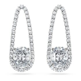 Brincos de ténis octogonais com diamantes cultivados em laboratório, 7,95 Ct no total, formas mistas, ouro branco de 18K