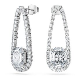 Brincos de ténis octogonais com diamantes cultivados em laboratório, 7,95 Ct no total, formas mistas, ouro branco de 18K