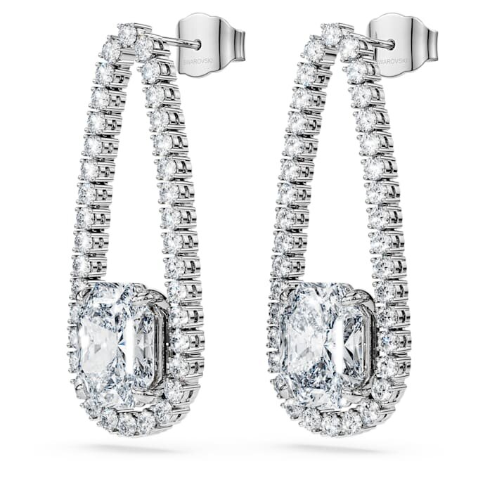 Brincos de ténis octogonais com diamantes cultivados em laboratório, 7,95 Ct no total, formas mistas, ouro branco de 18K Brincos de ténis octogonais com diamantes cultivados em laboratório, 7,95 Ct no total, formas mistas, ouro branco de 18K