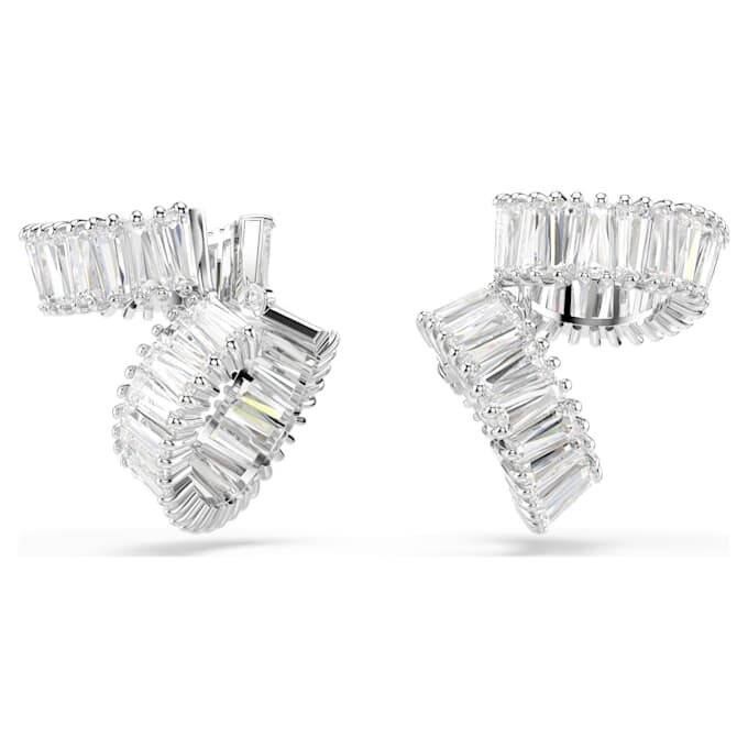 Brincos Ear Cuffs Ariana Grande X Swarovski com corte baguete, brancos, banhados a ródio Brincos Ear Cuffs Ariana Grande X Swarovski com corte baguete, brancos, banhados a ródio