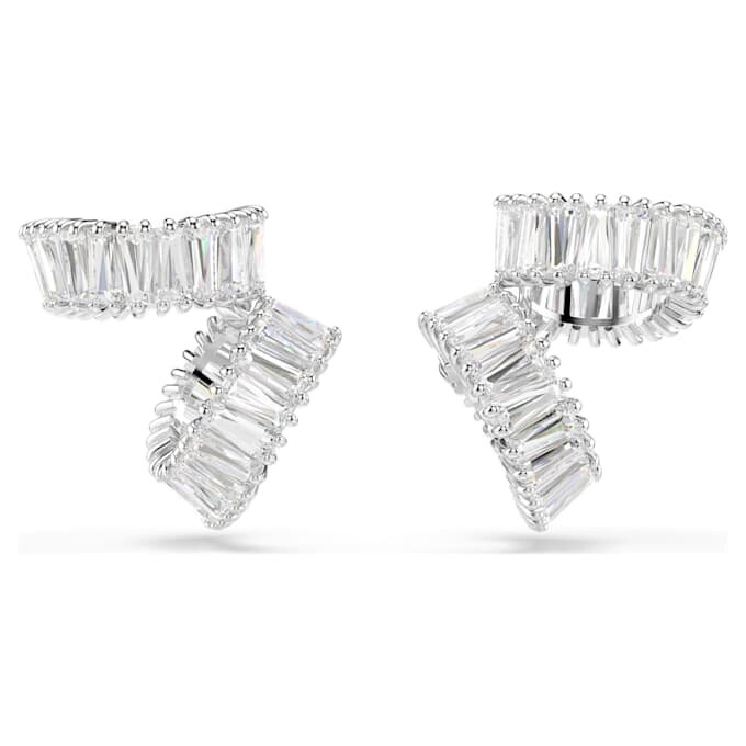 Brincos Ear Cuffs Ariana Grande X Swarovski com corte baguete, brancos, banhados a ródio Brincos Ear Cuffs Ariana Grande X Swarovski com corte baguete, brancos, banhados a ródio