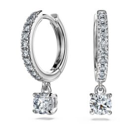 Brincos Eternity Drop com diamantes cultivados em laboratório, 0,7 Ct no total, forma redonda, ouro branco de 14K