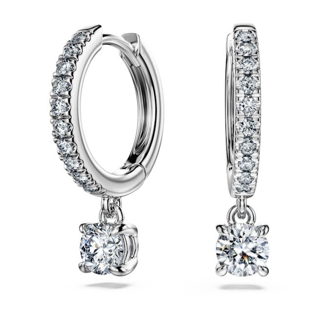 Brincos Eternity Drop com diamantes cultivados em laboratório, 0,7 Ct no total, forma redonda, ouro branco de 14K Brincos Eternity Drop com diamantes cultivados em laboratório, 0,7 Ct no total, forma redonda, ouro branco de 14K