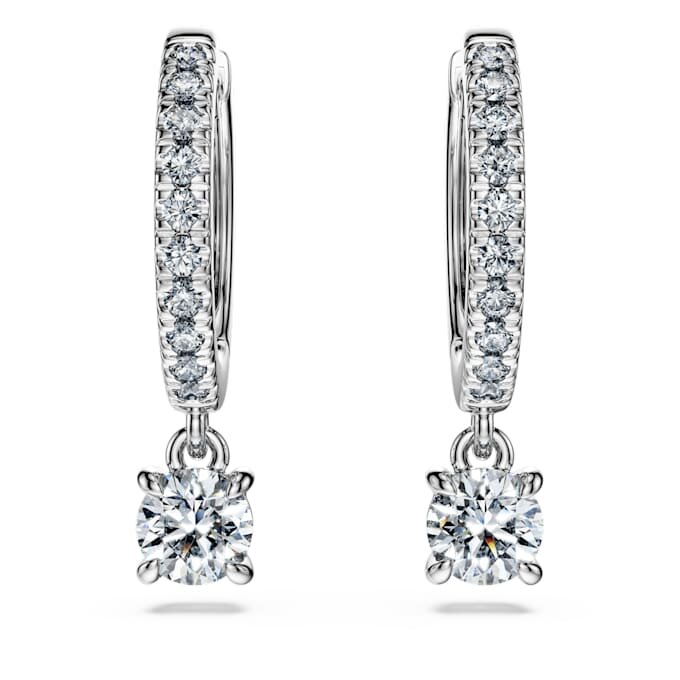 Brincos Eternity Drop com diamantes cultivados em laboratório, 0,7 Ct no total, forma redonda, ouro branco de 14K Brincos Eternity Drop com diamantes cultivados em laboratório, 0,7 Ct no total, forma redonda, ouro branco de 14K