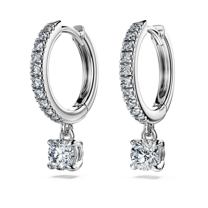 Brincos Eternity Drop com diamantes cultivados em laboratório, 0,7 Ct no total, forma redonda, ouro branco de 14K Brincos Eternity Drop com diamantes cultivados em laboratório, 0,7 Ct no total, forma redonda, ouro branco de 14K