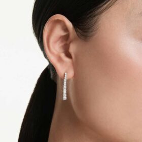 Brincos Eternity Drop com diamantes cultivados em laboratório, 1,3 Ct no total, forma redonda, ouro branco de 14K