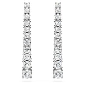 Brincos Eternity Drop com diamantes cultivados em laboratório, 1,3 Ct no total, forma redonda, ouro branco de 14K