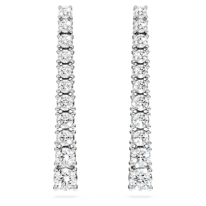 Brincos Eternity Drop com diamantes cultivados em laboratório, 1,3 Ct no total, forma redonda, ouro branco de 14K Brincos Eternity Drop com diamantes cultivados em laboratório, 1,3 Ct no total, forma redonda, ouro branco de 14K