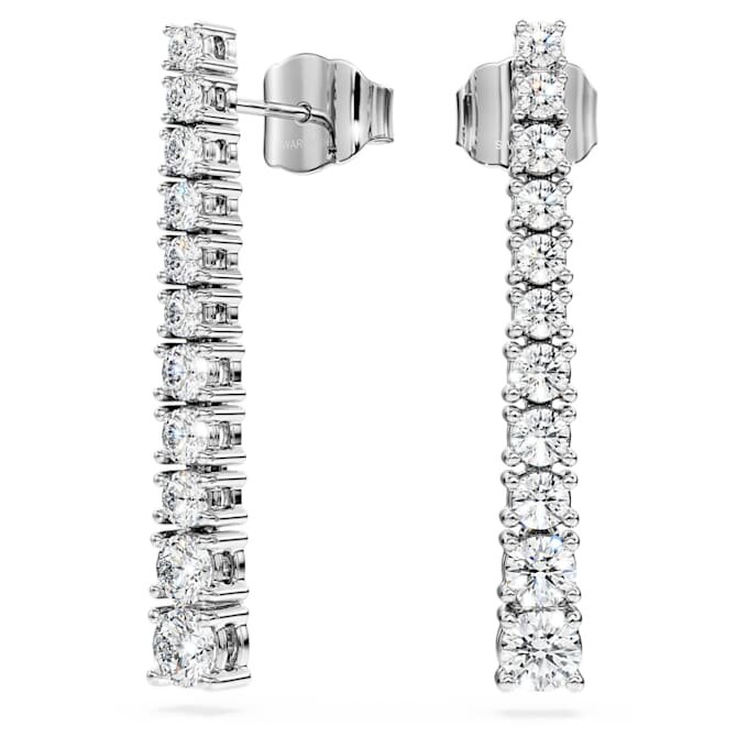Brincos Eternity Drop com diamantes cultivados em laboratório, 1,3 Ct no total, forma redonda, ouro branco de 14K Brincos Eternity Drop com diamantes cultivados em laboratório, 1,3 Ct no total, forma redonda, ouro branco de 14K