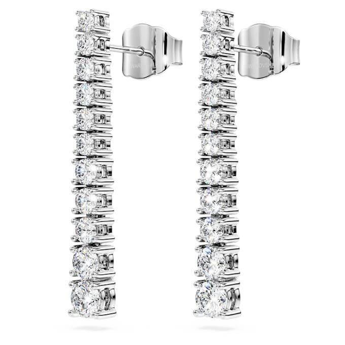 Brincos Eternity Drop com diamantes cultivados em laboratório, 1,3 Ct no total, forma redonda, ouro branco de 14K Brincos Eternity Drop com diamantes cultivados em laboratório, 1,3 Ct no total, forma redonda, ouro branco de 14K
