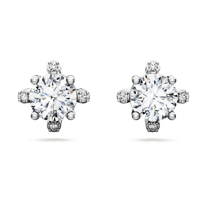 Brincos Galaxy com diamantes cultivados em laboratório, 2,1 quilates no total, forma redonda, ouro branco de 14K Brincos Galaxy com diamantes cultivados em laboratório, 2,1 quilates no total, forma redonda, ouro branco de 14K