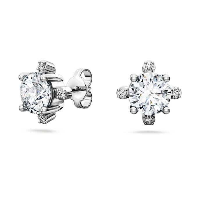 Brincos Galaxy com diamantes cultivados em laboratório, 2,1 quilates no total, forma redonda, ouro branco de 14K Brincos Galaxy com diamantes cultivados em laboratório, 2,1 quilates no total, forma redonda, ouro branco de 14K