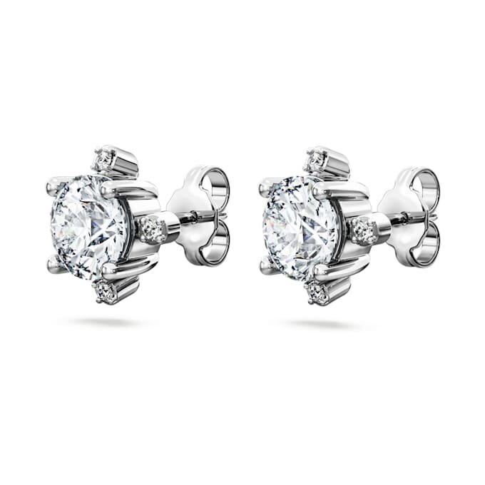 Brincos Galaxy com diamantes cultivados em laboratório, 2,1 quilates no total, forma redonda, ouro branco de 14K Brincos Galaxy com diamantes cultivados em laboratório, 2,1 quilates no total, forma redonda, ouro branco de 14K