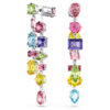 Brincos Gema com design assimétrico, cortes mistos, compridos, multicoloridos, banhados a ródio Brincos Gema com design assimétrico, cortes mistos, compridos, multicoloridos, banhados a ródio
