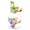 Brincos Gema com design assimétrico, cortes mistos, multicoloridos e banhados a dourado