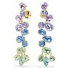 Brincos Gema Drop com cortes mistos, estilo candelabro, compridos, multicoloridos, banhados a dourado Brincos Gema Drop com cortes mistos, estilo candelabro, compridos, multicoloridos, banhados a dourado