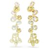 Brincos Gema Drop com cortes mistos, estilo candelabro, compridos, multicoloridos, banhados a dourado Brincos Gema Drop com cortes mistos, estilo candelabro, compridos, multicoloridos, banhados a dourado