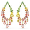 Brincos Gema Drop com cortes mistos, estilo candelabro, multicoloridos, banhados a ouro Brincos Gema Drop com cortes mistos, estilo candelabro, multicoloridos, banhados a ouro