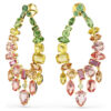 Brincos Gema Drop com cortes mistos, estilo candelabro, multicoloridos, banhados a ouro Brincos Gema Drop com cortes mistos, estilo candelabro, multicoloridos, banhados a ouro