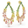 Brincos Gema Drop com cortes mistos, estilo candelabro, multicoloridos, banhados a ouro Brincos Gema Drop com cortes mistos, estilo candelabro, multicoloridos, banhados a ouro