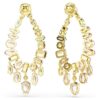 Brincos Gema Drop com cortes mistos, estilo candelabro, multicoloridos, banhados a ouro Brincos Gema Drop com cortes mistos, estilo candelabro, multicoloridos, banhados a ouro
