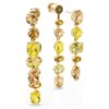 Brincos Gema Drop com design assimétrico, cortes mistos, compridos, amarelos, banhados a ouro Brincos Gema Drop com design assimétrico, cortes mistos, compridos, amarelos, banhados a ouro