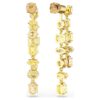 Brincos Gema Drop com design assimétrico, cortes mistos, compridos, amarelos, banhados a ouro Brincos Gema Drop com design assimétrico, cortes mistos, compridos, amarelos, banhados a ouro
