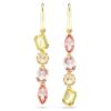 Brincos Gema Drop com design assimétrico, cortes mistos, cor-de-rosa, banhados a ouro Brincos Gema Drop com design assimétrico, cortes mistos, cor-de-rosa, banhados a ouro