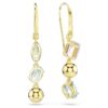 Brincos Gema Drop com design assimétrico, cortes mistos, multicoloridos, banhados a dourado Brincos Gema Drop com design assimétrico, cortes mistos, multicoloridos, banhados a dourado