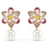 Brincos Idyllia com Cristais e Pérolas, Cortes Mistos, Flor, Multicoloridos, Banho de Ouro-Rosa Brincos Idyllia com Cristais e Pérolas, Cortes Mistos, Flor, Multicoloridos, Banho de Ouro-Rosa