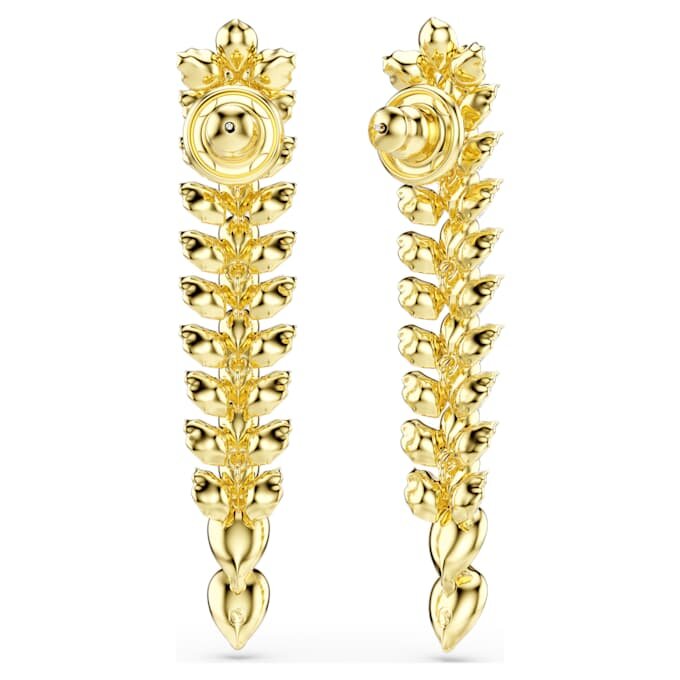 Brincos Idyllia em forma de gota, cortes mistos, compridos, brancos, banhados a dourado Brincos Idyllia em forma de gota, cortes mistos, compridos, brancos, banhados a dourado
